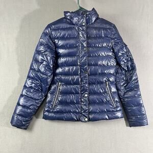 Marmot Jacket Womens Size Medium Blue 700 Fill Down Full Zip Hooded Faux Fur